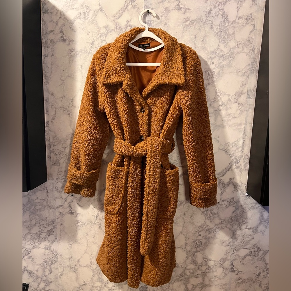 Shinestar Cognac/ Brown Teddy Sherpa Coat size M fits small